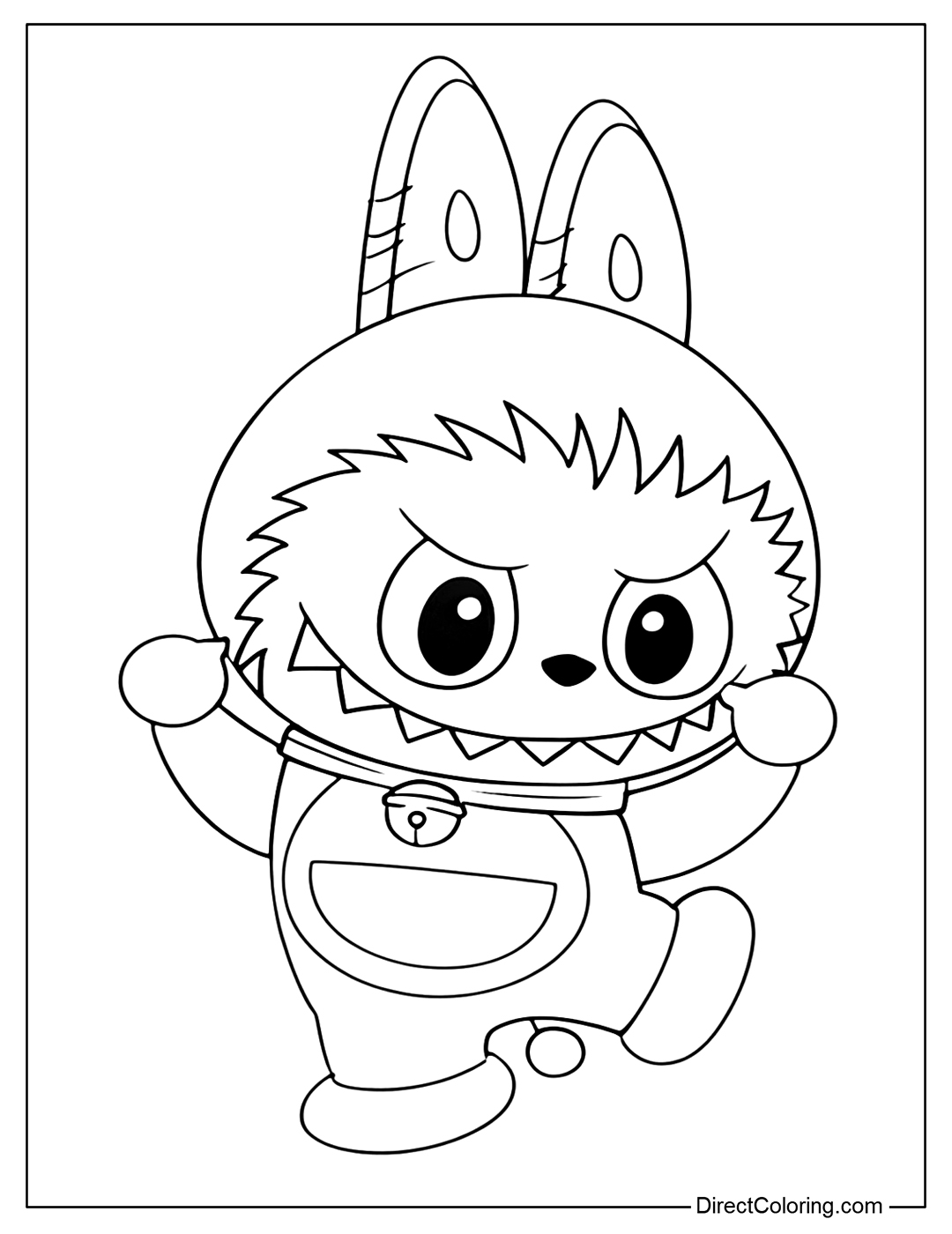 Labubu Doraemon Coloring Page